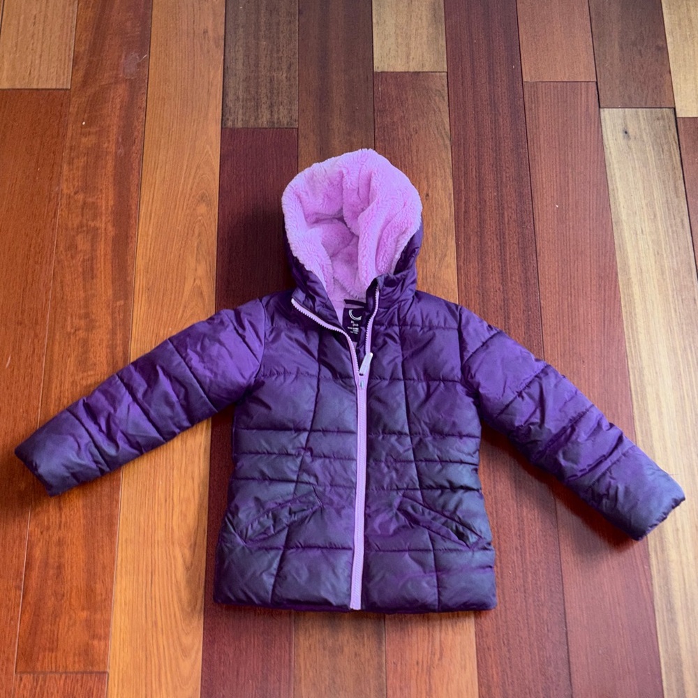 Purple Hooded Puffer Jacket